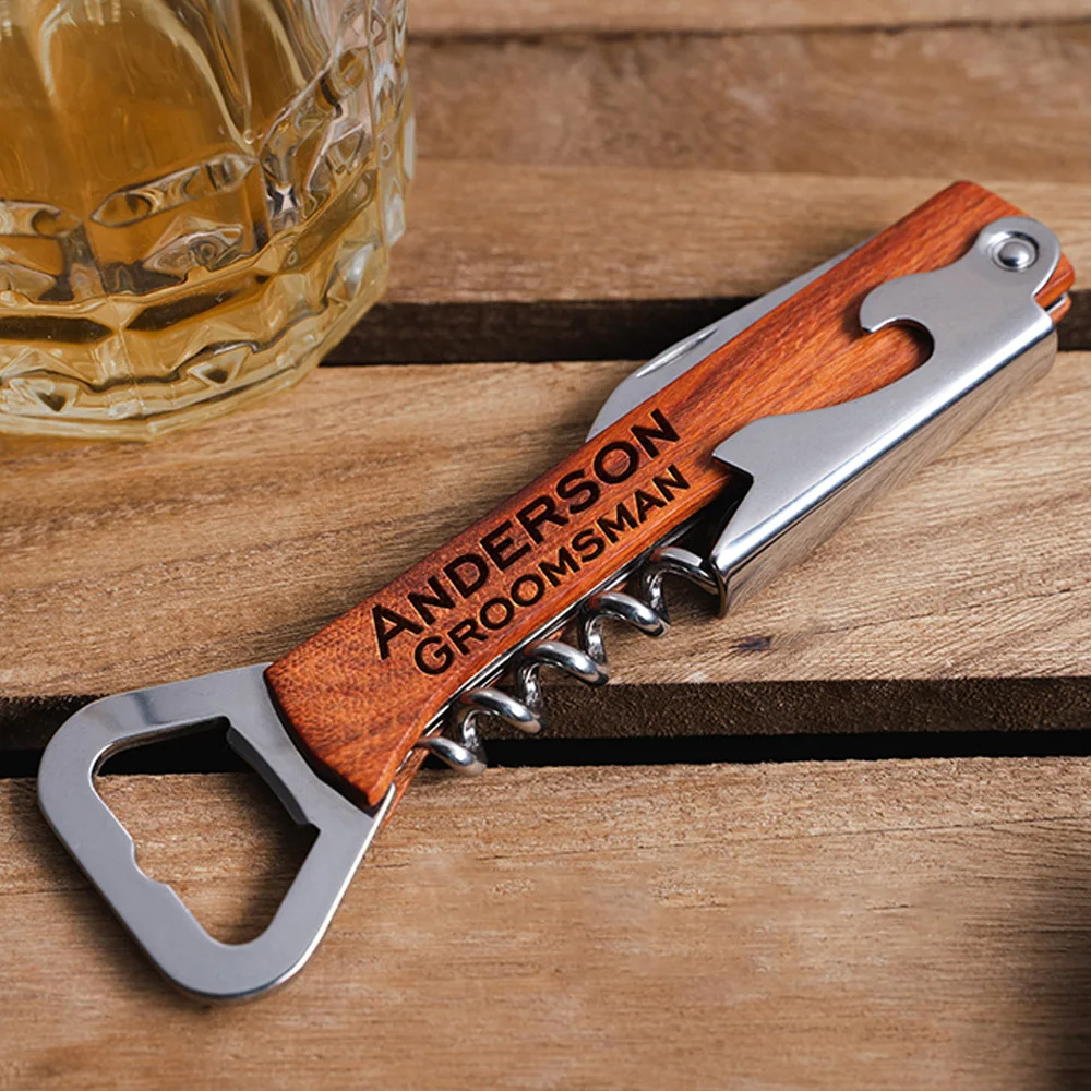 Wine Beer Brand - Personalised Logo Wood Handle Corkscrew Wine