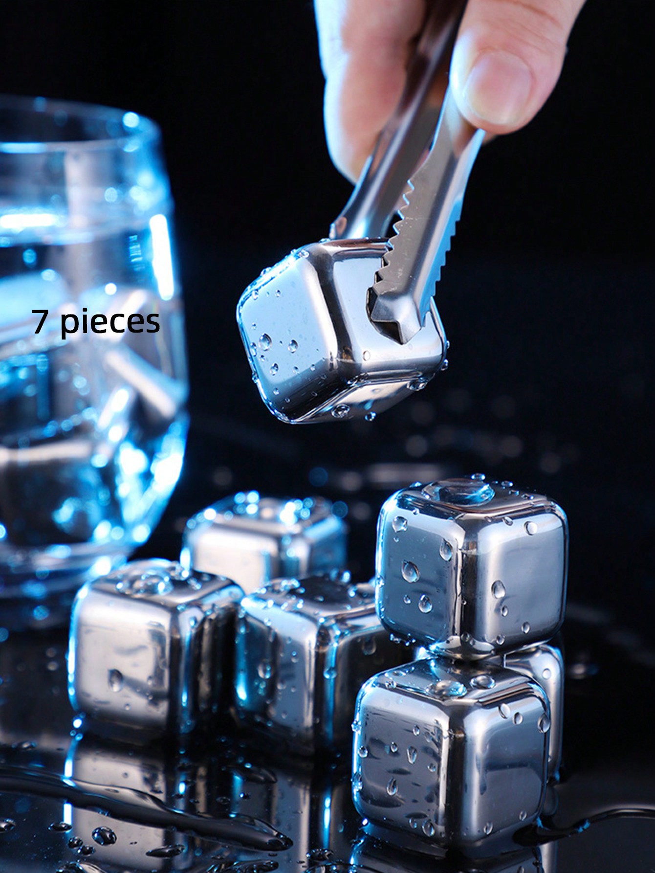 Whiskey Stone Set - 4pcs Stainless Steel Ice Cubes, Reusable