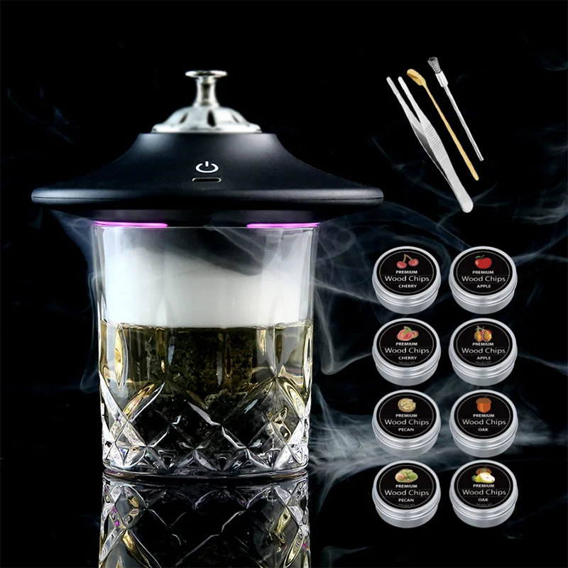 Whiskey Stone Set - Rechargeable Electric Cocktail Smoker Kit Whiskey