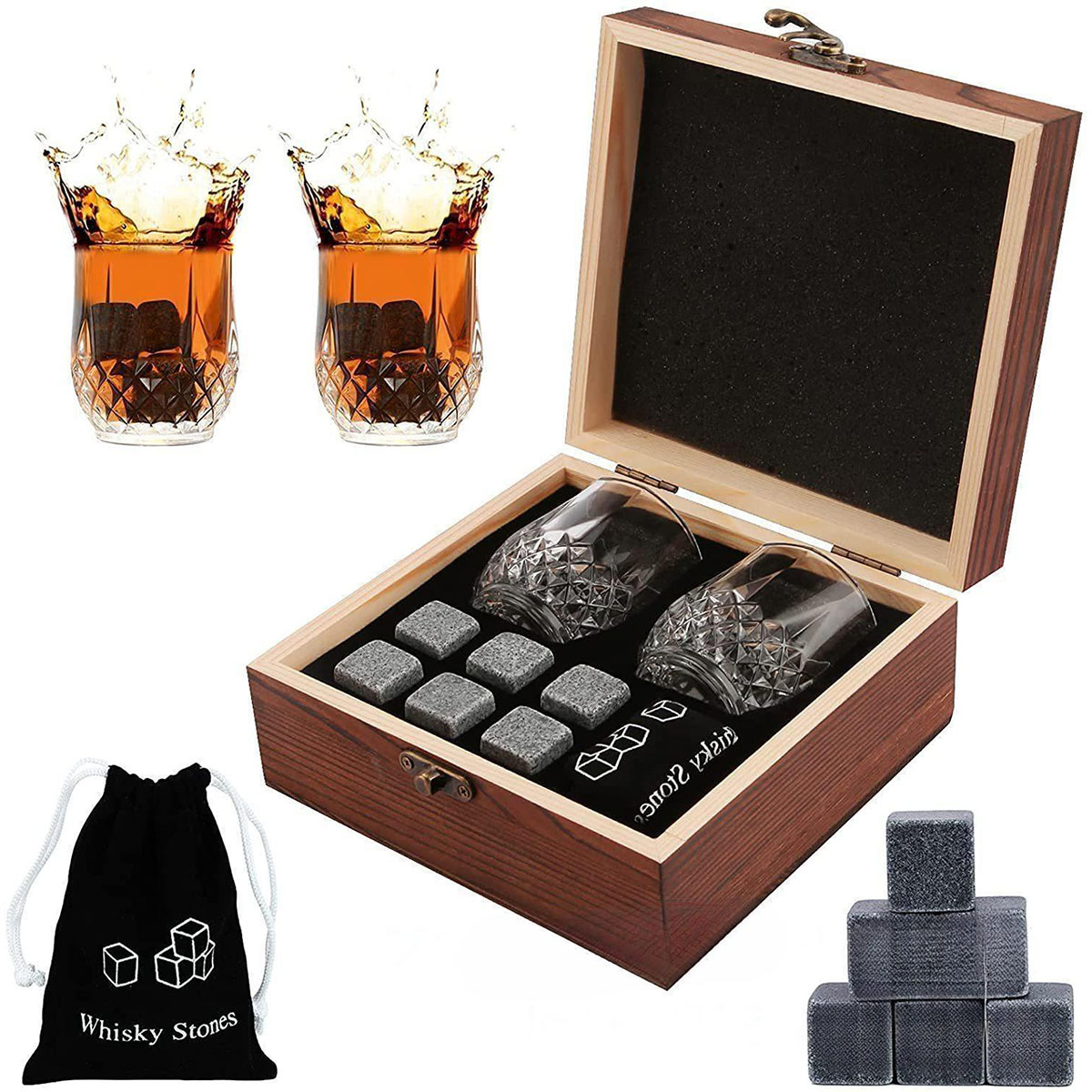 Whiskey Stone Set - Christmas Valentine's Gift Whiskey Stones Glasses