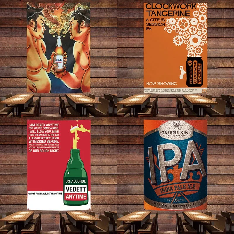 Wine Beer Pub - Beer\Wine\Cocktail Poster Wall Hanging Flag Canvas