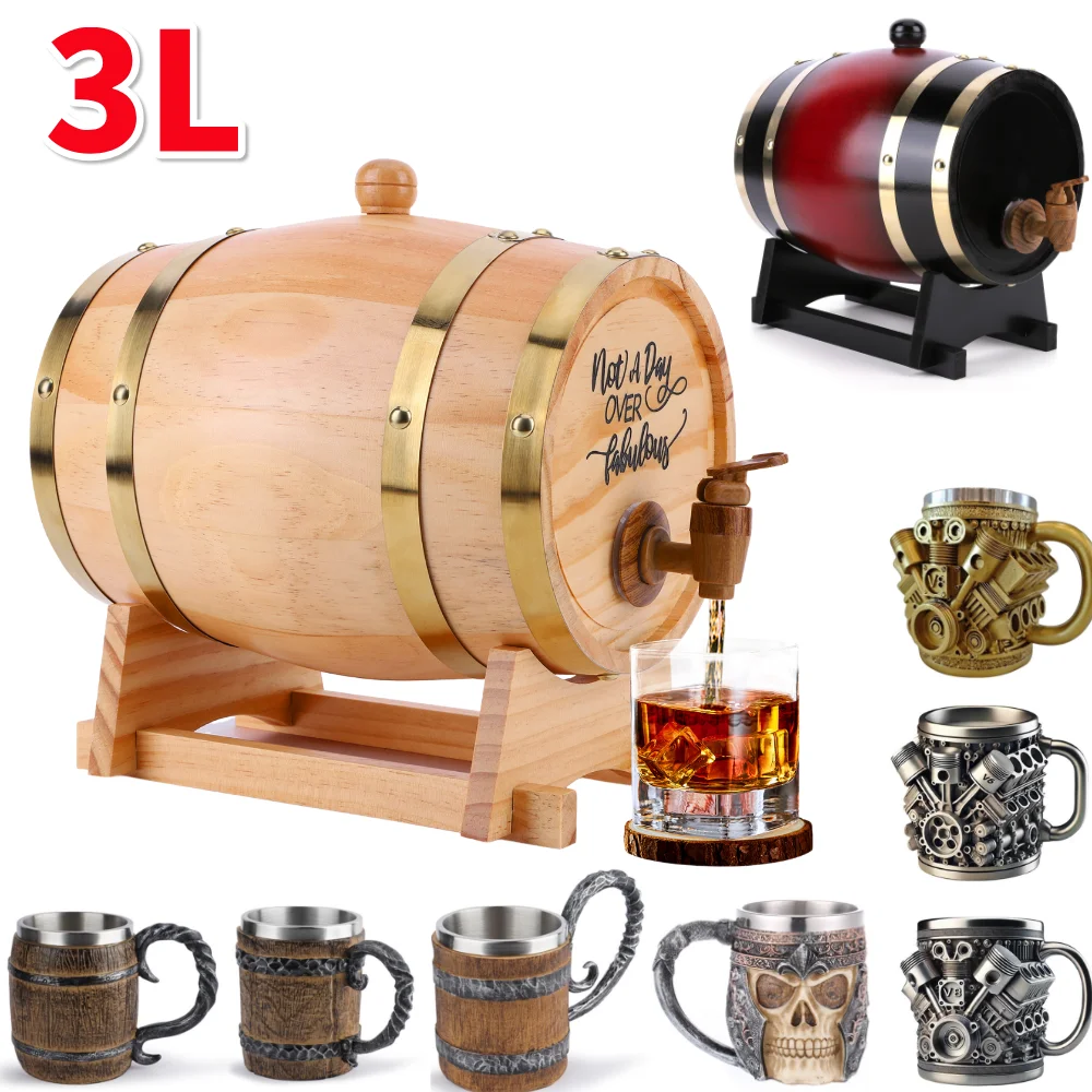3L Wooden Whiskey Barrel with  - Wine Beer Whiskey recension och pris