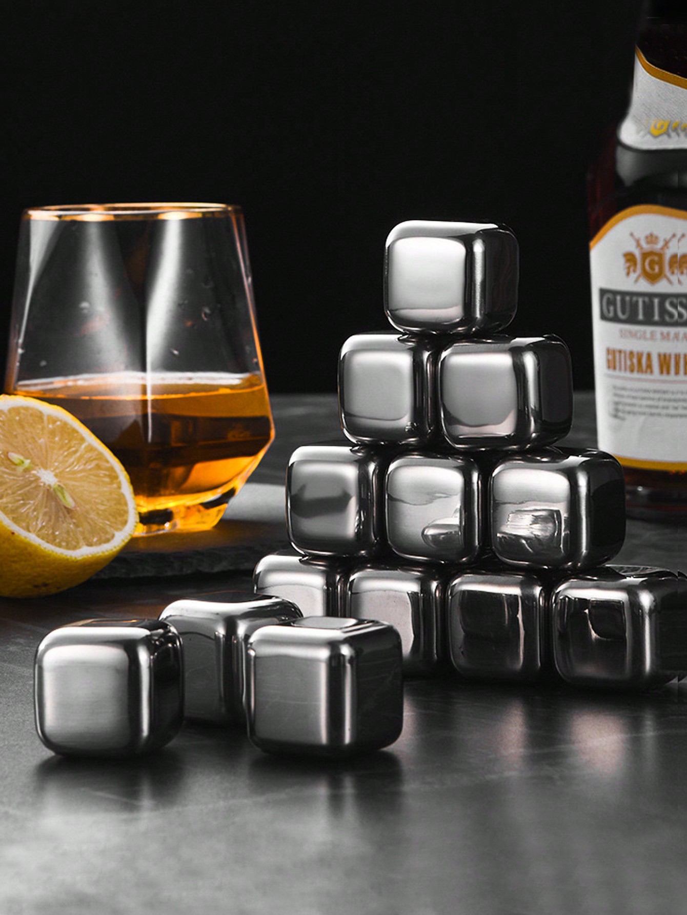 4pcs  Stainless Steel Ice Cube - Whiskey Stone Set recension och pris