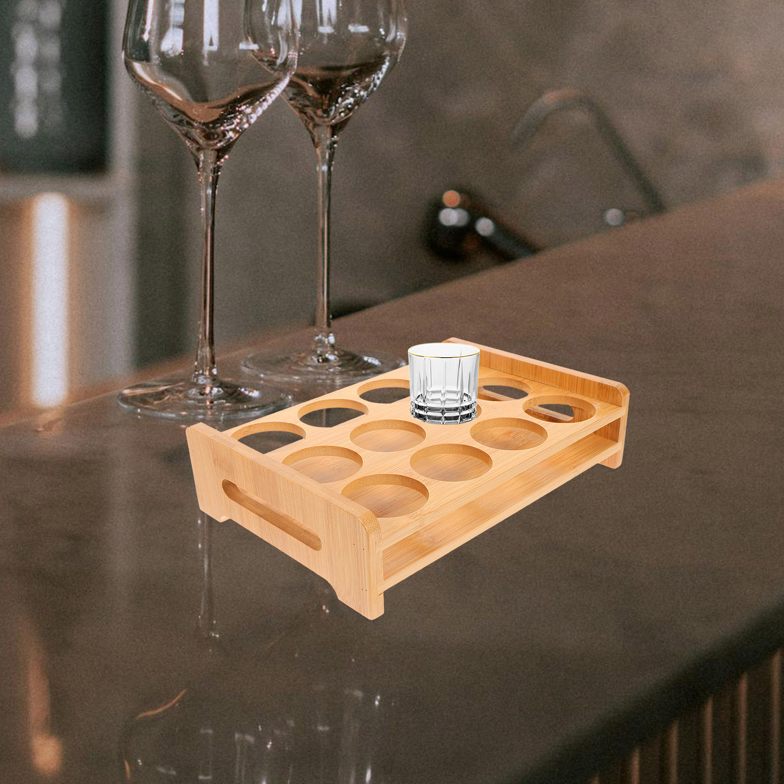 Bamboo Shot Glasses Holder Dis - Wine Beer Whiskey recension och pris